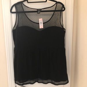 Torrid Black Mesh-Top Tank 1X NWT